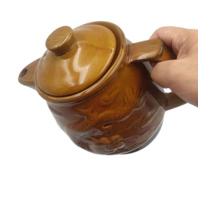 Style de couverture céramique céramique traditionnelle de médecine chinoise pot/cuisinière en céramique en marron