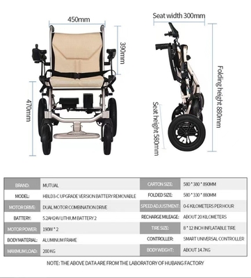 Chaise roulante électrique motorisée compacte HBLD3-C pour la classification des instruments de classe II