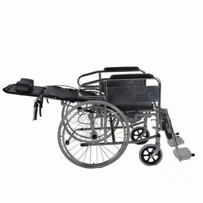 Chaise roulante pliable manuelle en acier noir pour la thérapie de réadaptation à partir du fauteuil roulant