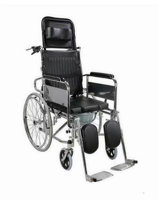 Chaise roulante pliable manuelle en acier noir pour la thérapie de réadaptation à partir du fauteuil roulant