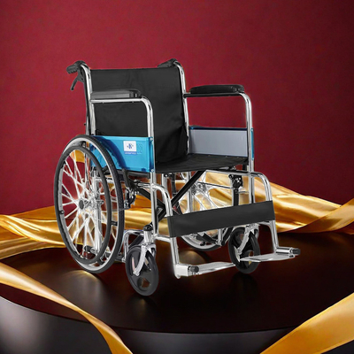 Commerce intérieur Chaise roulante manuelle pliable légère noire pour handicapés avec durabilité