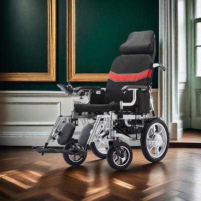 Chaise roulante pliable à tension de 24 V avec pliage rapide et design absorbant les chocs