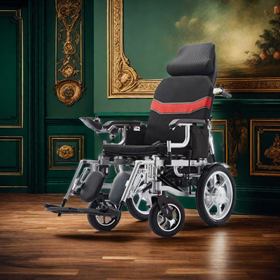 Rollator à batterie en acier pour soins aux personnes âgées fauteuil roulant à double fonction et commode