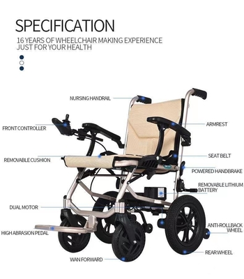 Chaise roulante électrique pliable à double batterie au lithium amovible pour personnes handicapées