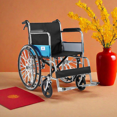 Chaise roulante manuelle de 20 pouces pour personnes handicapées en acier professionnel standard