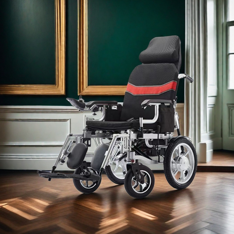 Chaise roulante pliable à tension de 24 V avec pliage rapide et design absorbant les chocs